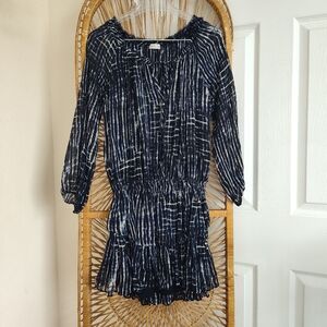 LoveShackFancy Silk Popover Mini Dress Tie Dye